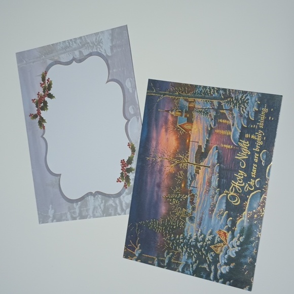 $2 Add-on Foil Snowy Church Scene Christmas Card & Envelope Gold - Picture 1 of 9
